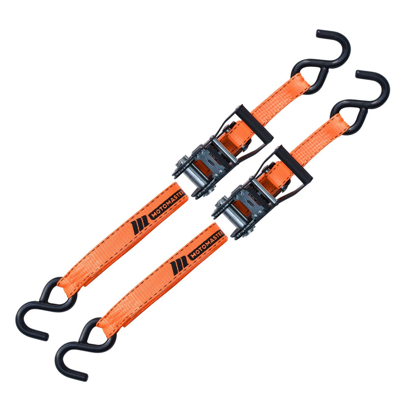 MotoMaster 3,000-lb Heavy Duty Ratchet Tie Down Strap, Non-Padded, 1-in x 10-ft, 2-pk P6