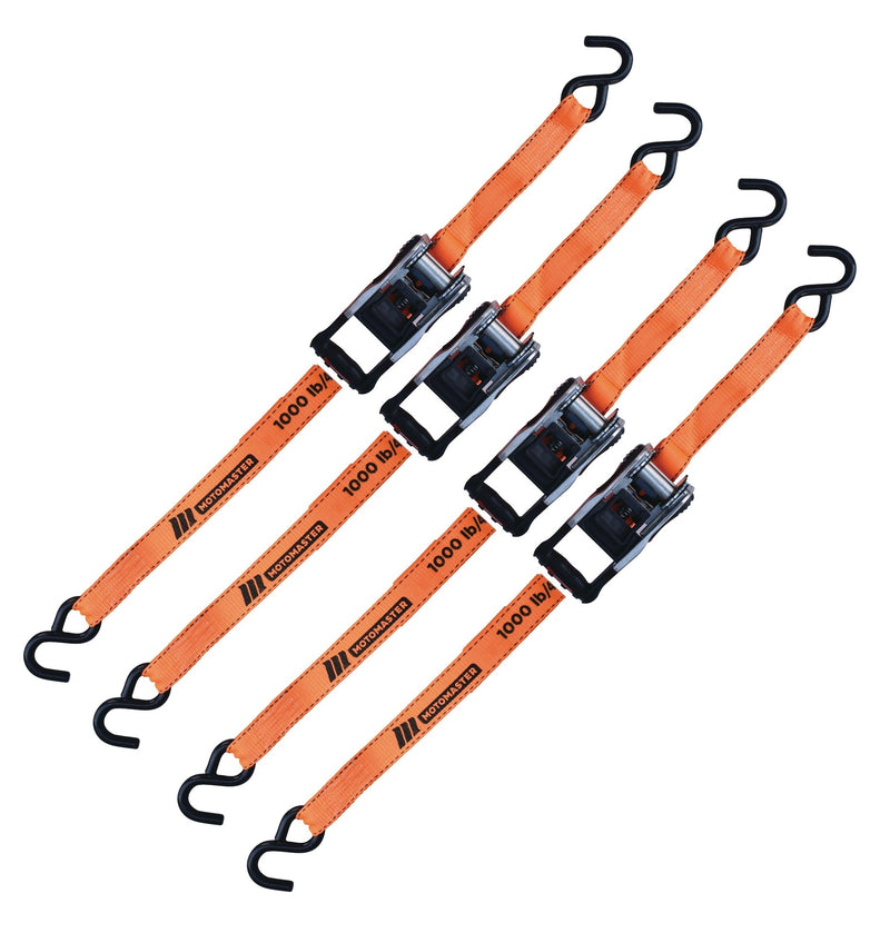 MotoMaster 3,000-lb Heavy Duty Ratchet Tie Down Straps, Extra Long, 1.25-in x 20-ft, 4-pk Y7