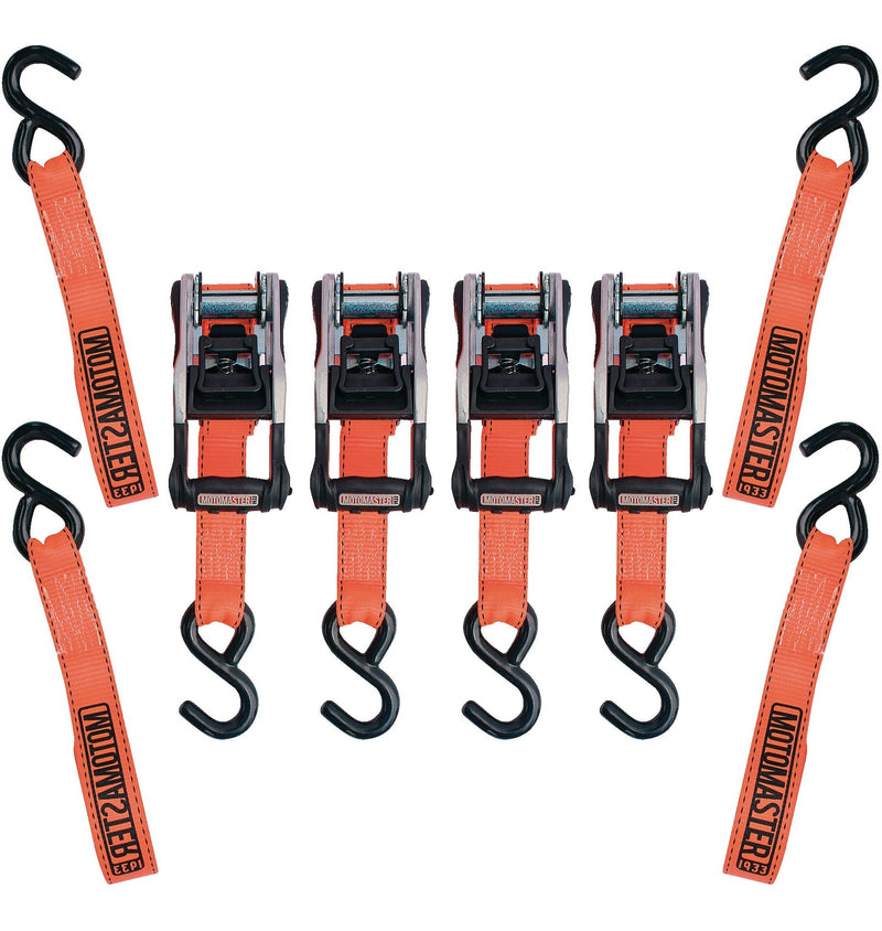 MotoMaster 3,000-lb Heavy Duty Ratchet Tie Down, with Padded D-Handle, 1.25-in x 14-ft, 4-pk I5