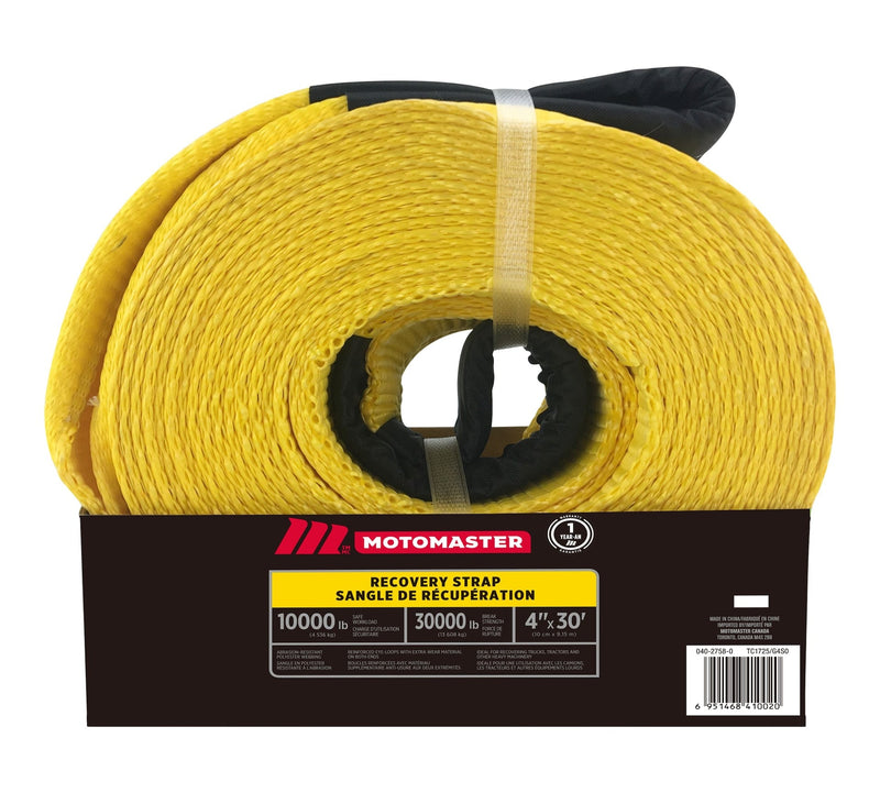 MotoMaster 30,000-lb Recovery Strap with Loop Ends, Commercial Grade, 4-in x 30-ft R3
