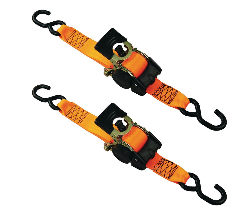 MotoMaster 3,300-lb Retractable Heavy-Duty Ratchet Tie Down Straps, 2-in x 10-ft, 2-pk F9