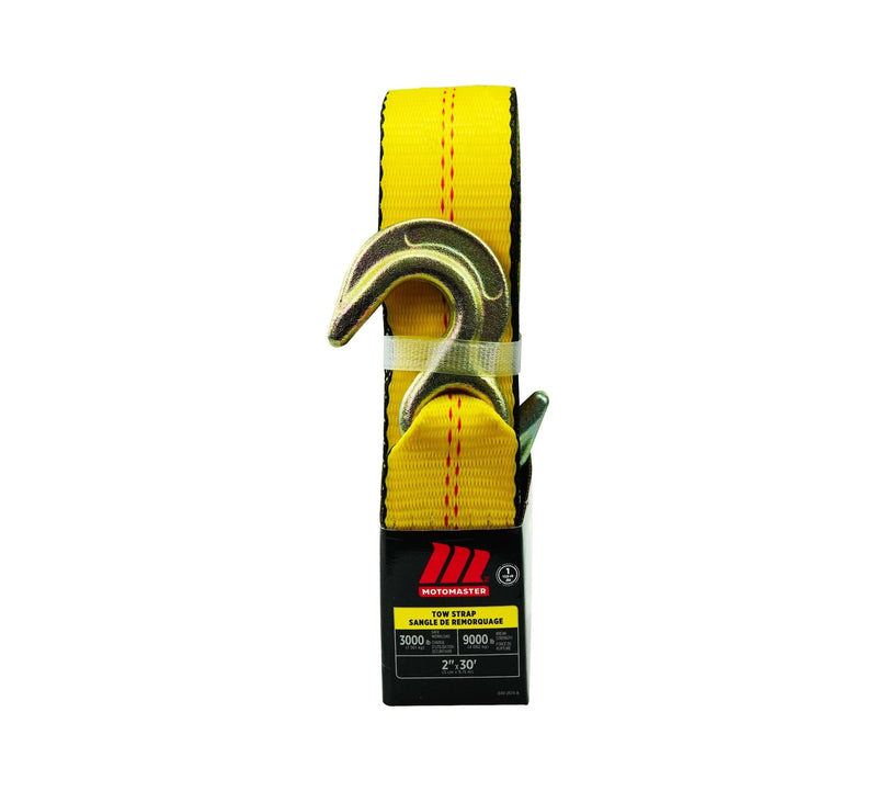 MotoMaster 9,000-lb Tow Strap, with Rust-Resistant Hooks, 2-in x 30-ft J2