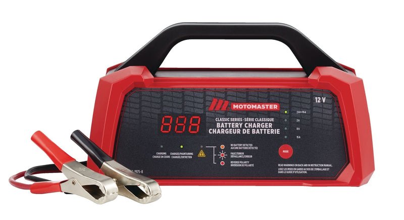 MotoMaster Classic Series Smart Battery Charger/Maintainer, Fully Automatic, 15/8/2-Amp, 12V D8