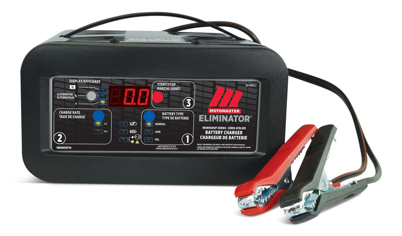 MotoMaster Eliminator Workshop Series Smart Battery Charger, Fully Automatic, 15/3-Amp, 6V/12V, J0