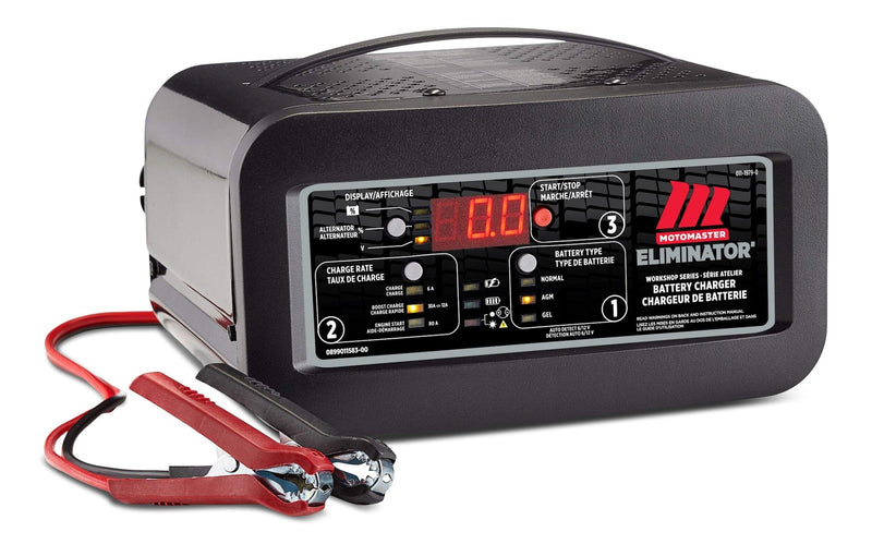 MotoMaster Eliminator Workshop Series Smart Battery Charger, Fully Automatic, 30/12/6-Amp, 6V/12V, with 80-Amp Engine Start K8