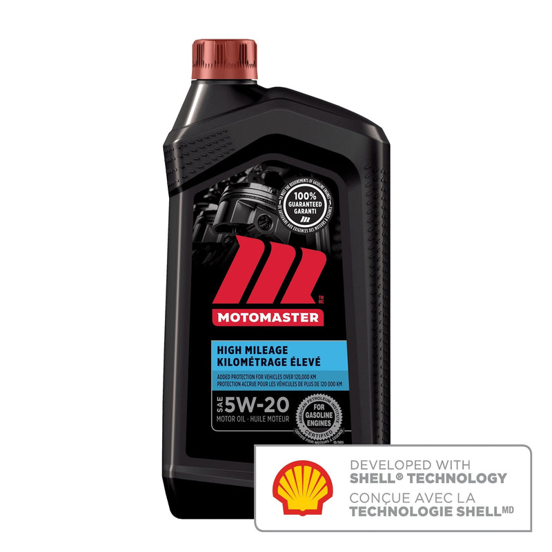 MotoMaster High Mileage 5W20 Conventional Engine/Motor Oil, 946-mL J5