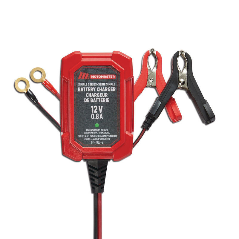 MotoMaster Simple Series Smart Battery Charger/Maintainer, Fully Automatic, 0.8-Amp, 12V O5