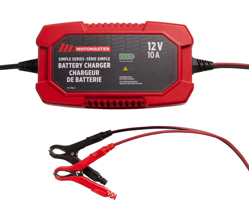 MotoMaster Simple Series Smart Battery Charger/Maintainer, Fully Automatic, 10-Amp, 12V A6