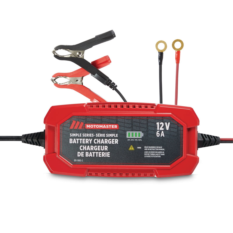 MotoMaster Simple Series Smart Battery Charger/Maintainer, Fully Automatic, 6-Amp, 12V Q4