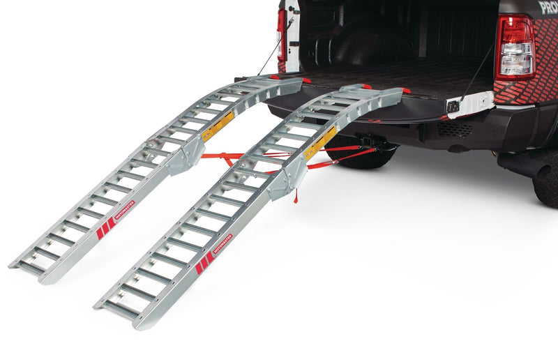 MotoMaster Steel Rung Folding Arched Loading Ramps Pair, Easy-To-Use, 84-in, 2-pc I2