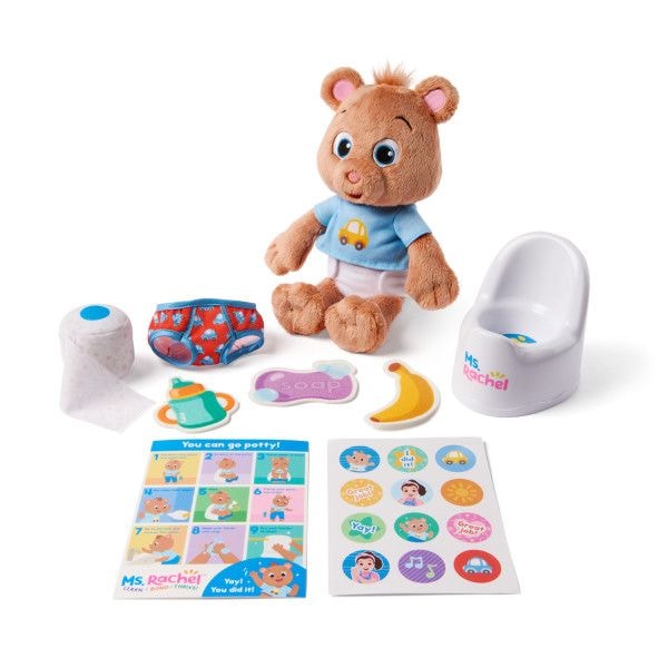 Ms. Rachel Potty Time with Bean 11-in Plush Teddy Bear with Play Toilet & Accessories, Ages 18 Months to 3+ E7