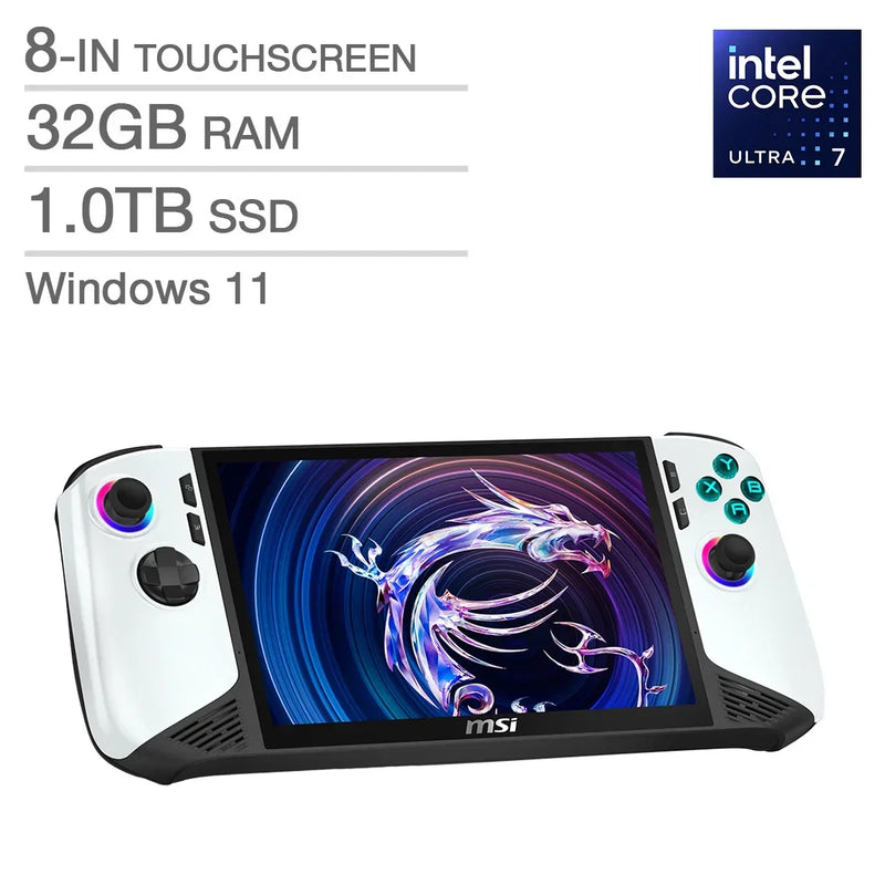 MSI CLAW 8 AI+ A2VM Polar Tempest Edition 8-in Touchscreen Handheld Gaming Computer, Intel Core Ultra 7 258V - 32GB RAM, 1TB SSD, Intel Arc S8