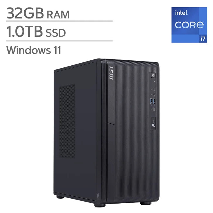 MSI PRO DP180 Desktop Computer, Intel Core i7-14700F - 32GB RAM, 1TB SSD, 8GB NVIDIA GeForce RTX 5060 G9