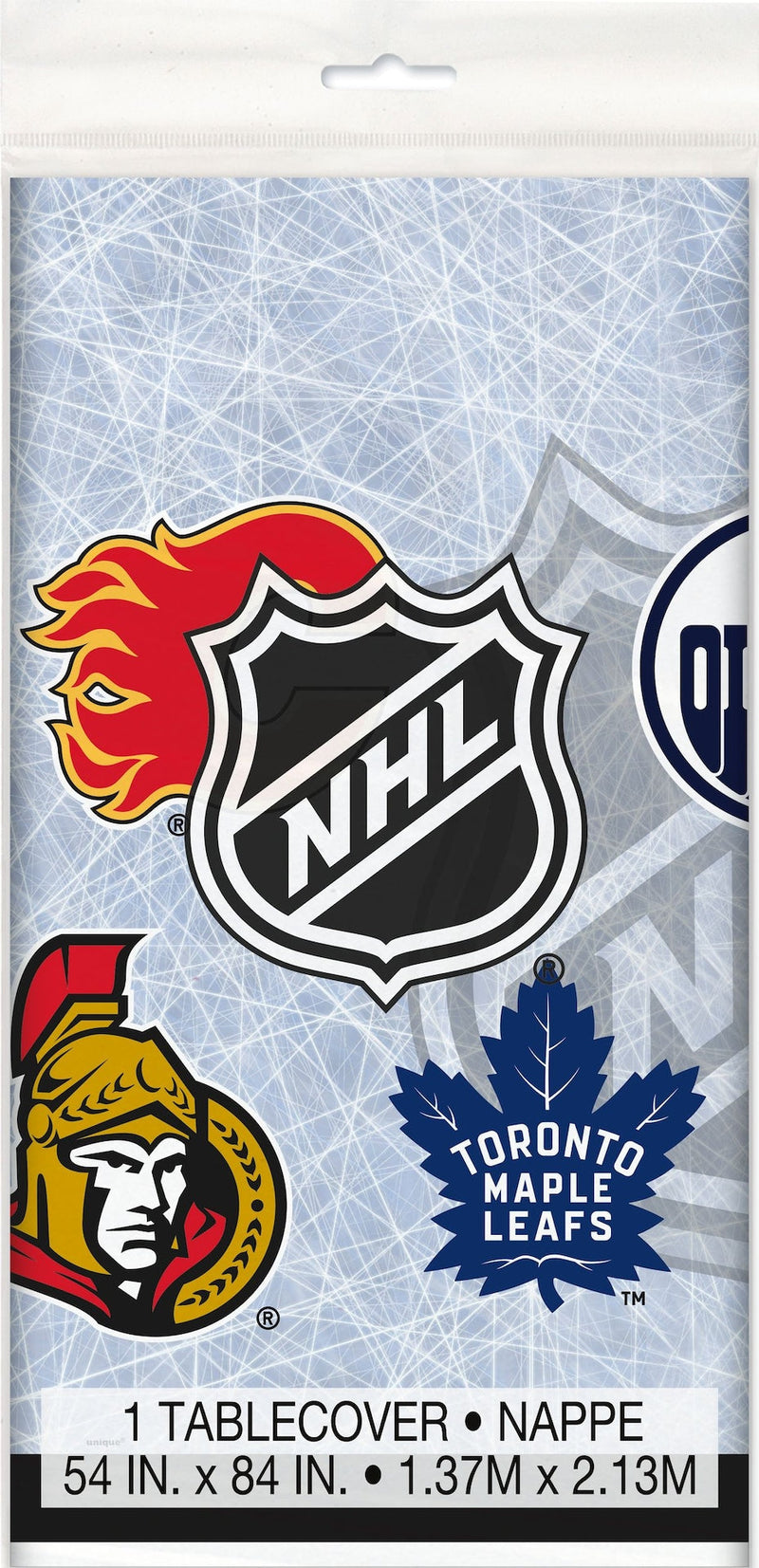 National Hockey League NHL Multi Team Rectangle Plastic Reusable Table Cover, Blue, 54x84-in, for Sports Party K4