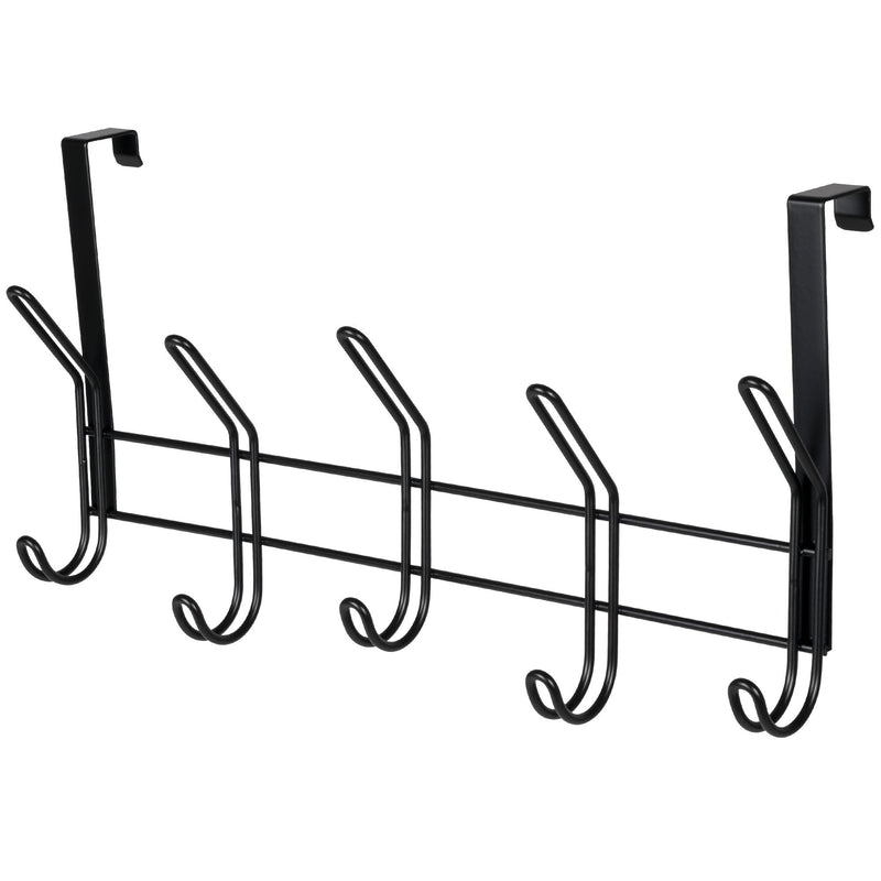 Neatfreak 19" Over The Door Double Metal 5 Hook, Black A7