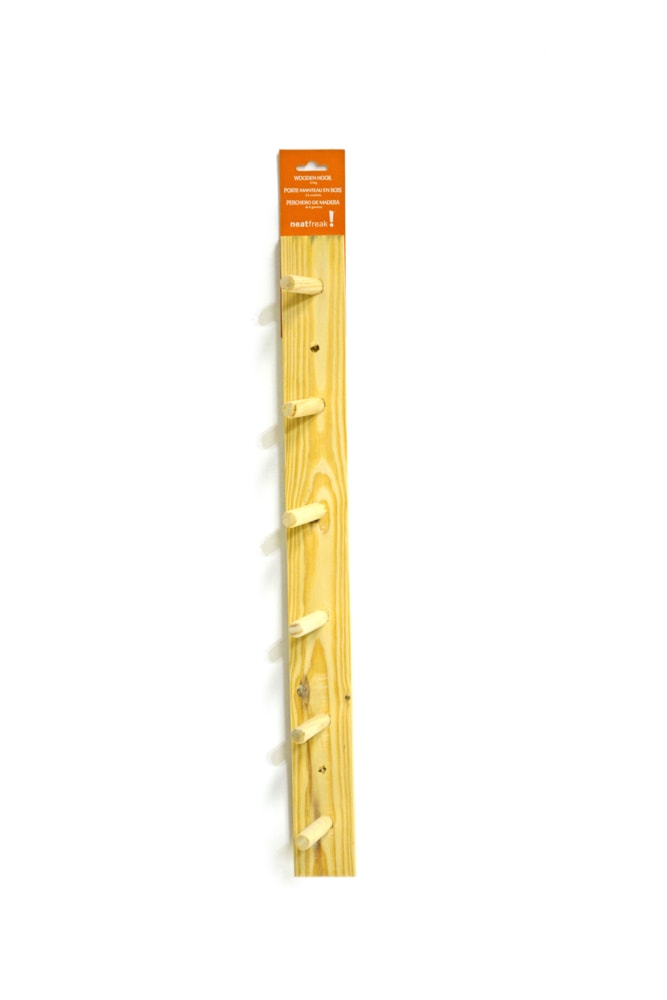 NeatFreak Wooden 6-Peg Hook, Natural, 24-in L8