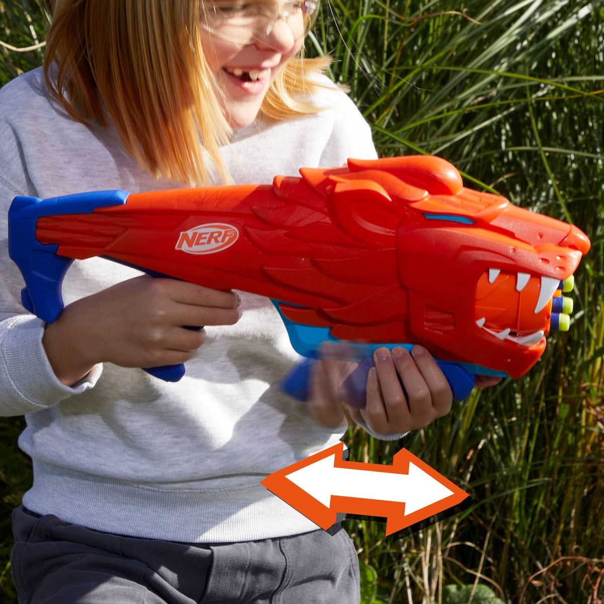 NERF Junior Wild Lionfury Easy-Play Dart Blaster, Includes 16 Darts, Ages 6+