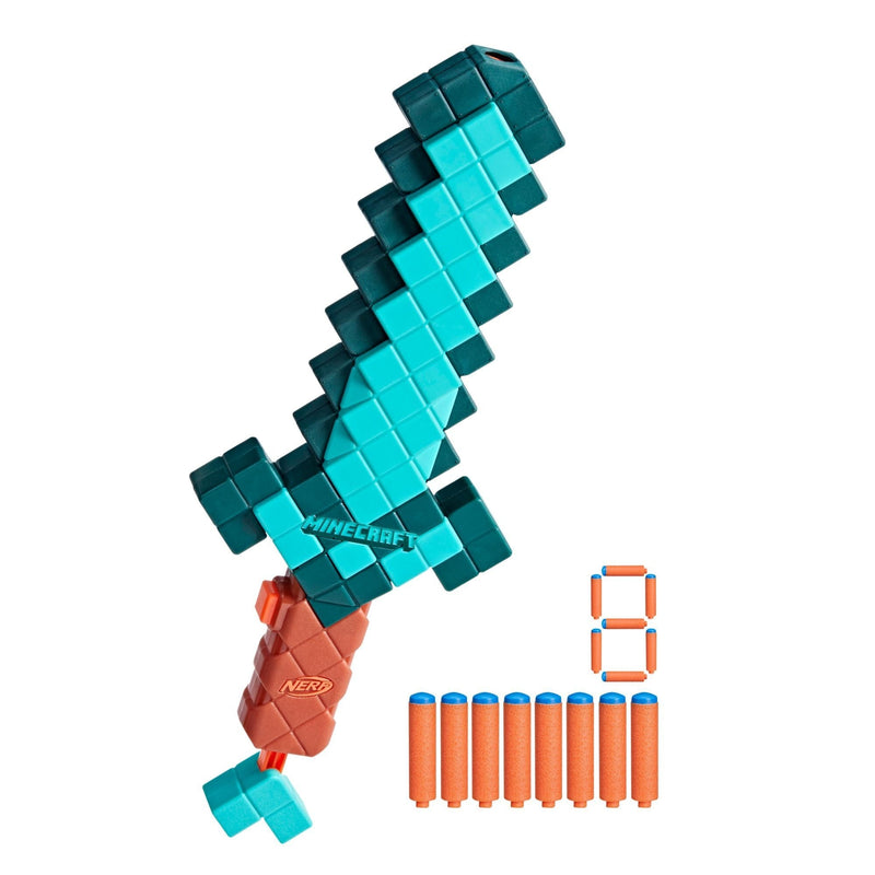 NERF Minecraft Diamond Sword Dart Blaster with 8 N1 Darts E6