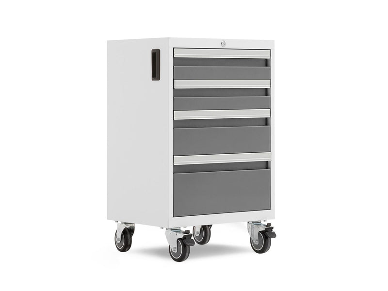 NewAge Bold 3.0 Series Lockable 4-Drawer Rolling Tool Cabinet, Fully-Welded, 600-lb Capacity, White/Platinum, 21-in T4
