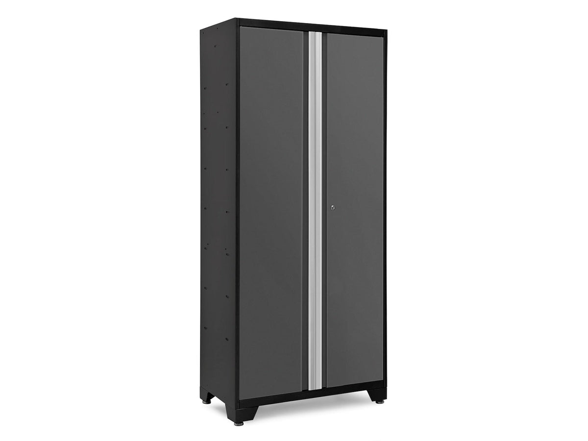 NewAge Bold Series Lockable 24-Gauge Steel RTA Storage Locker with 3 Shelves, Grey/Black, 36-in