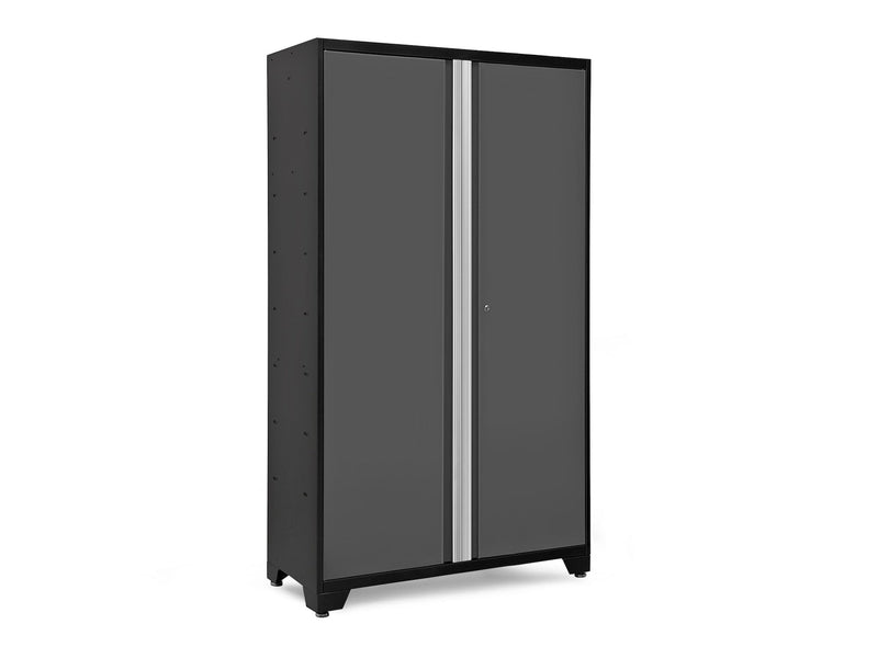 NewAge Bold Series Lockable 24-Gauge Steel RTA Storage Locker with 3 Shelves, Grey/Black, 48-in S9