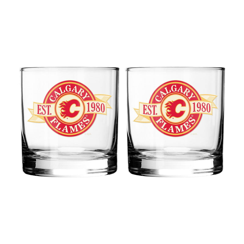 NHL Calgary Flames Hockey Rocks Glass, 2-pk M4