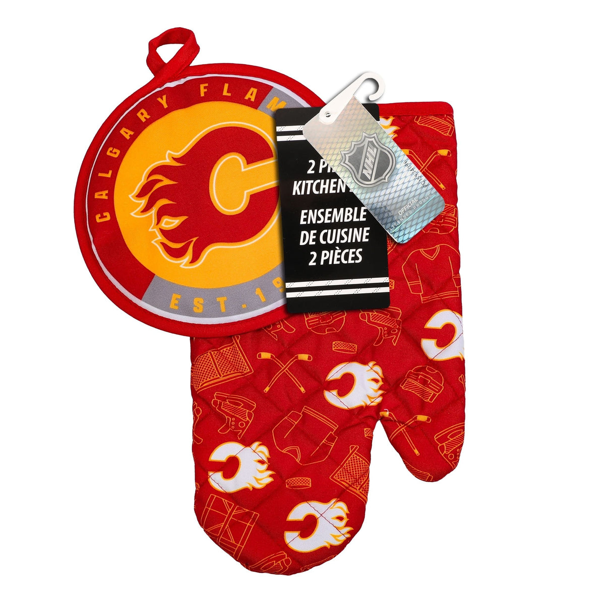 NHL Calgary Flames Kitchen Oven Mitt Pot Holder Set, 2-pc