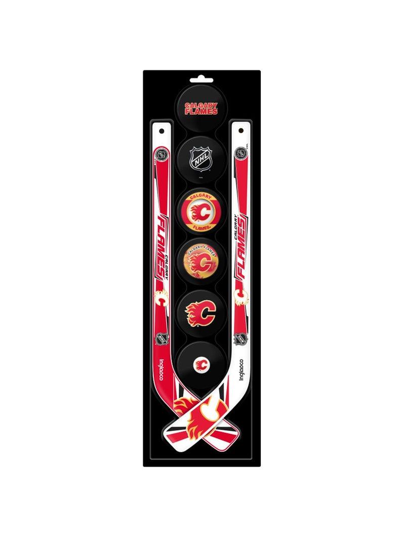 NHL Calgary Flames Mini Hockey Pucks & Sticks Set, 8-pcs V6