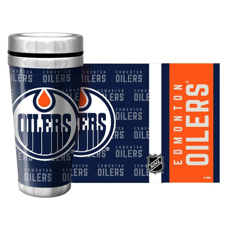 NHL Edmonton Oilers Full Wrap Wallpaper Travel Mug, 14-oz H1