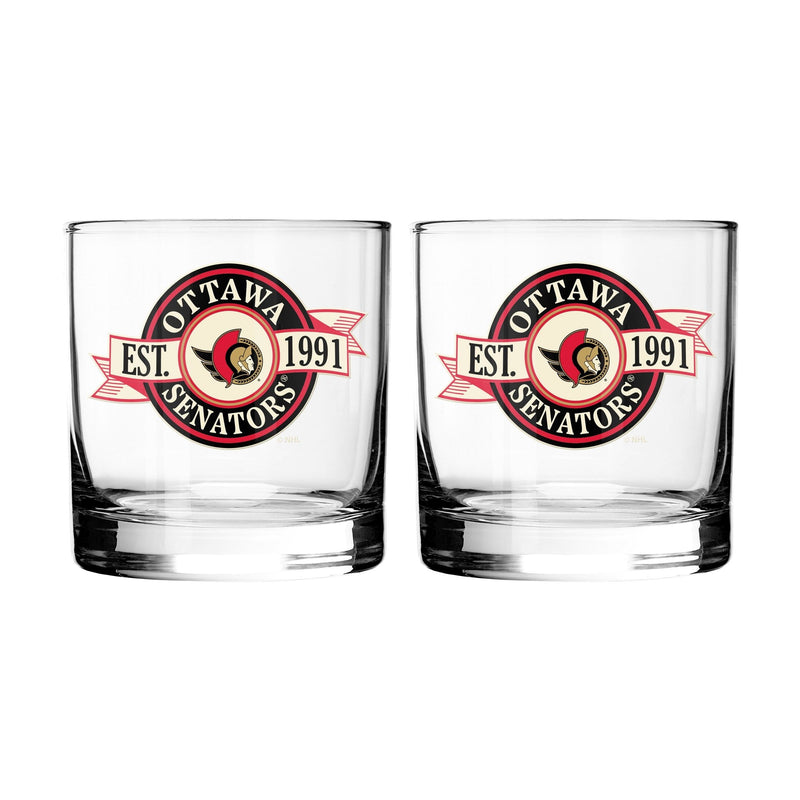 NHL Ottawa Senators Hockey Rocks Glass, 2-pk O7
