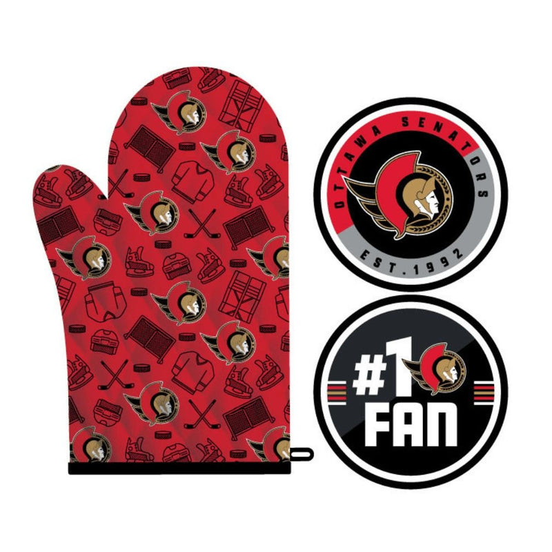 NHL Ottawa Senators Kitchen Oven Mitt Pot Holder Set, 2-pc Z4