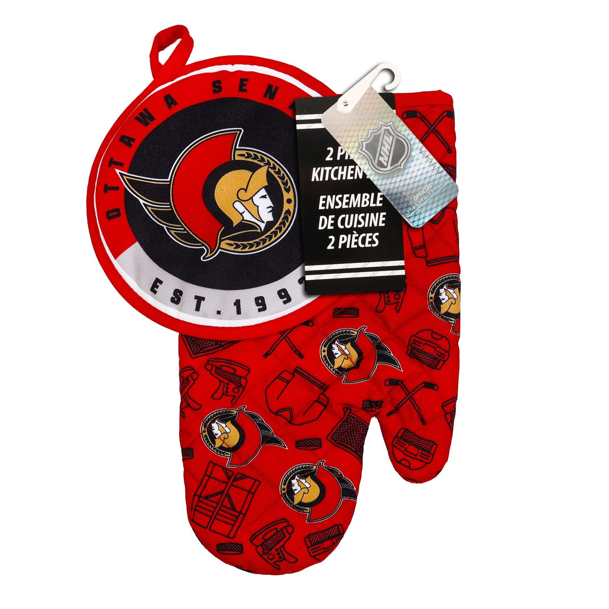 NHL Ottawa Senators Kitchen Oven Mitt Pot Holder Set, 2-pc