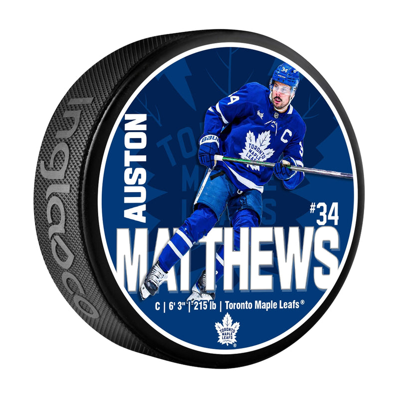 NHL Toronto Maple Leafs Auston Matthews Hockey Puck, 6-oz M2