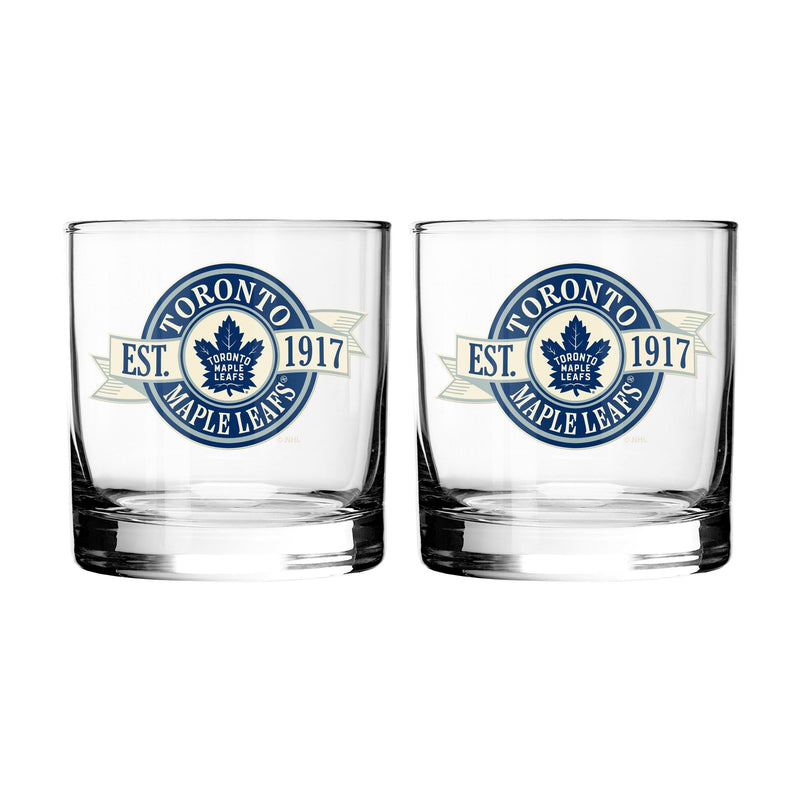 NHL Toronto Maple Leafs Hockey Rocks Glass, 2-pk S2