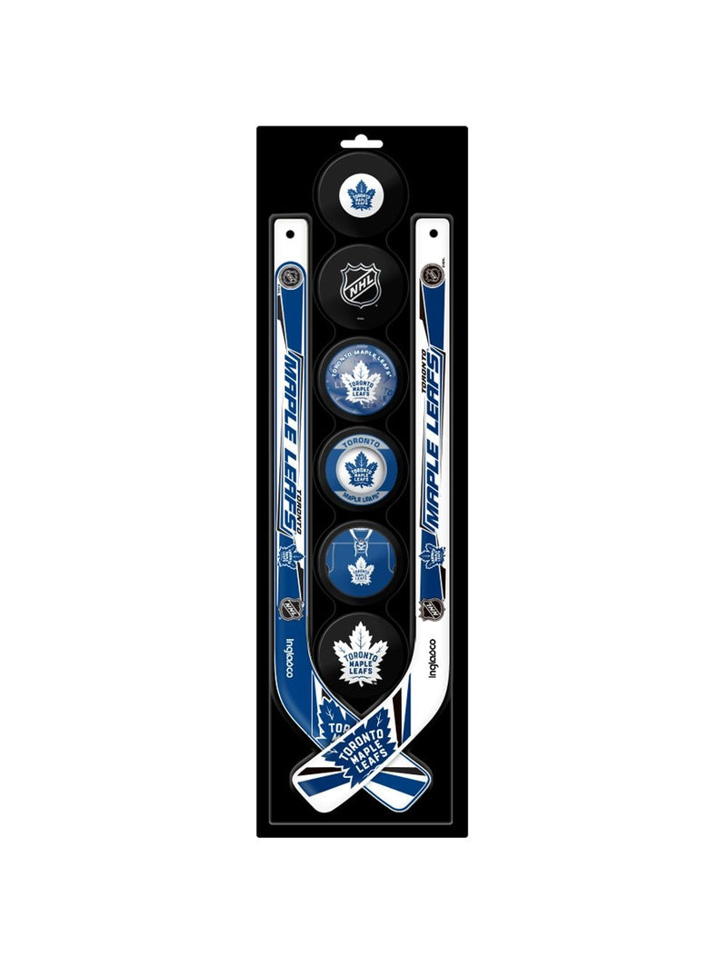 NHL Toronto Maple Leafs Mini Hockey Pucks & Sticks Set, 8-pcs J4