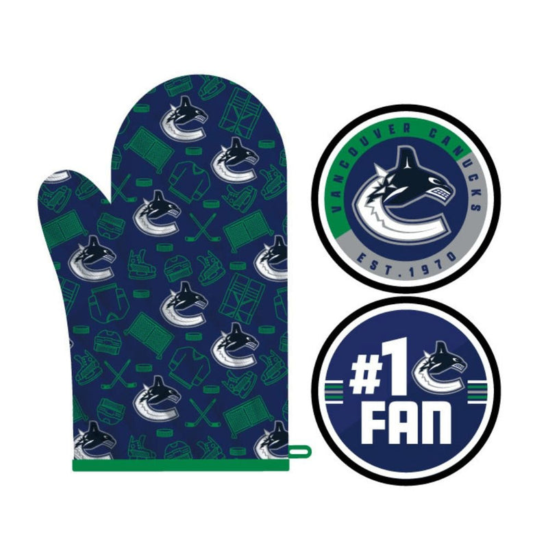 NHL Vancouver Canucks Kitchen Oven Mitt Pot Holder Set, 2-pc L4