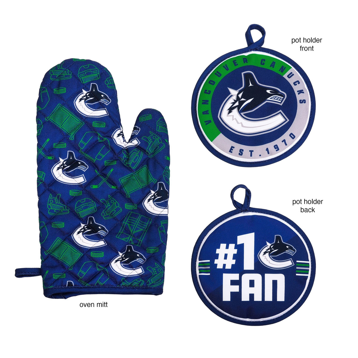 NHL Vancouver Canucks Kitchen Oven Mitt Pot Holder Set, 2-pc