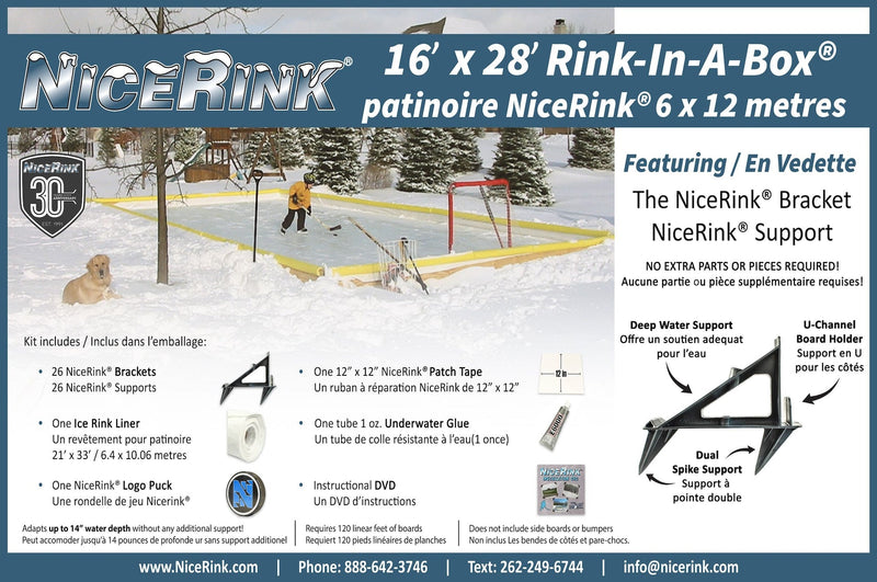 NiceRink Outdoor Ice Rink Kit, 16-ft x 28-ft T1