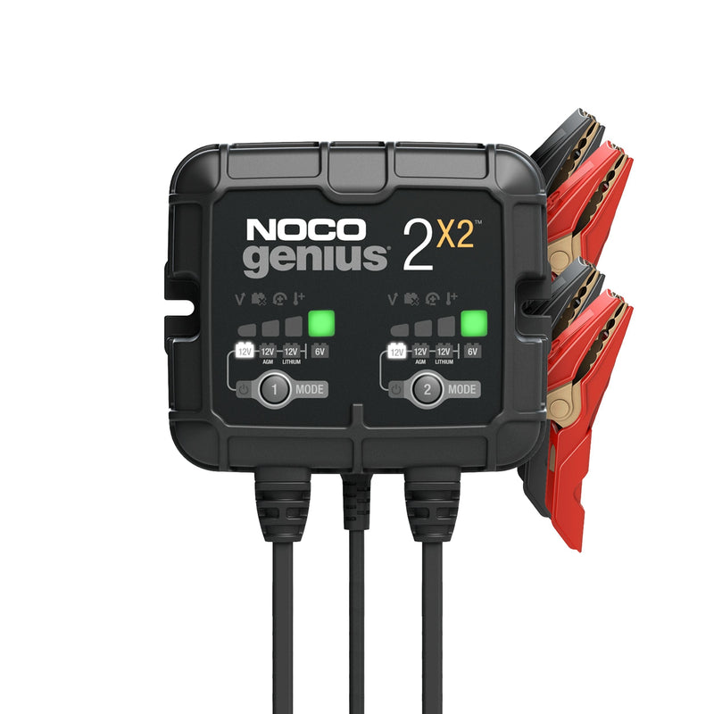 NOCO GENIUS2X2 Smart Battery Charger/Maintainer/Desulfator, 2-Bank, 4-Amp, 6V/12V K7