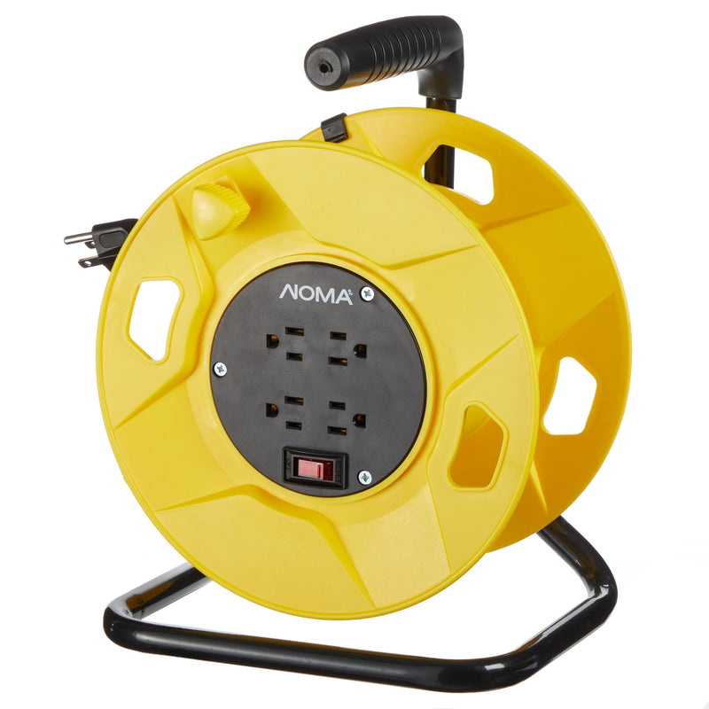 NOMA 100-ft Extension Cord Storage Reel with 4 Grounded Outlets and Circuit Breaker Q9