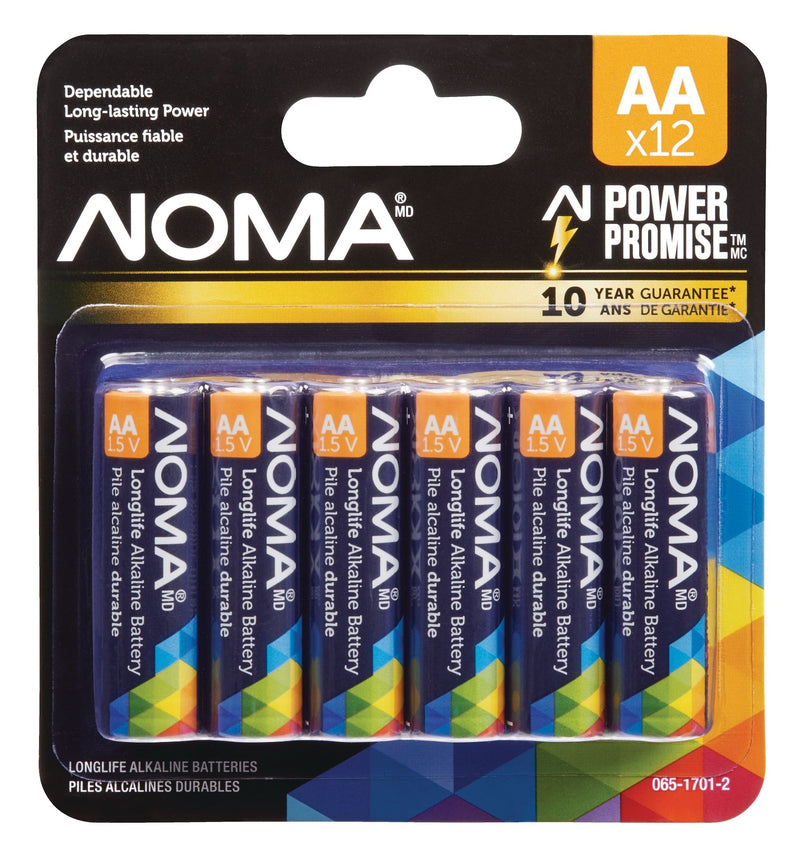 NOMA 12-pk AA Alkaline Batteries, Long Lasting, All Purpose I7