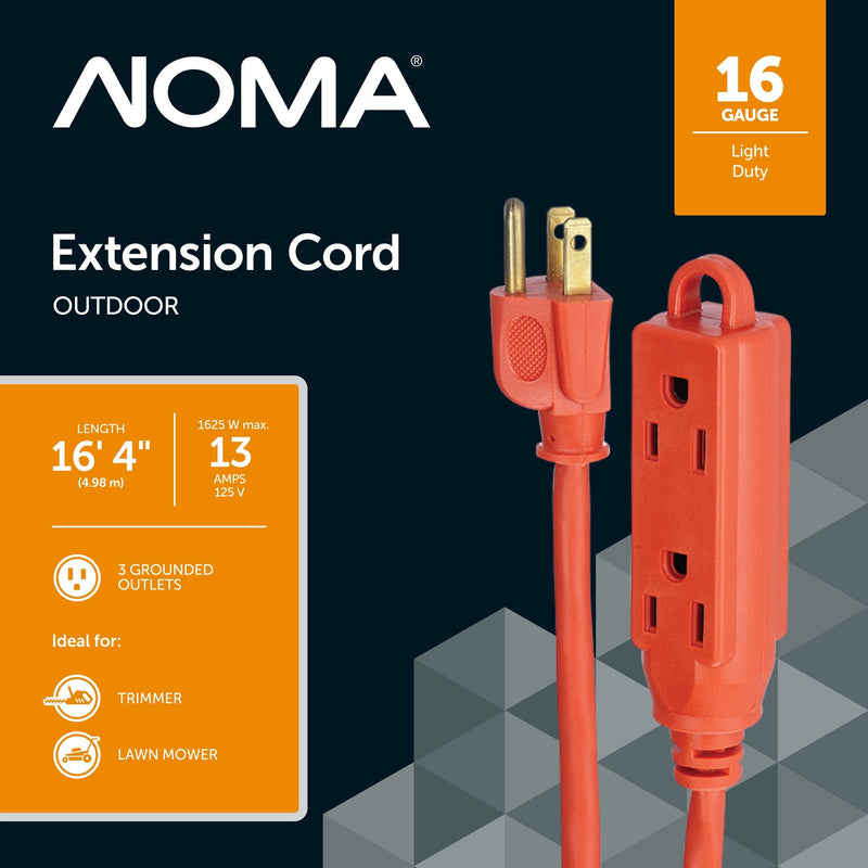 NOMA 16-ft 5-in 16/3 Outdoor Extension Cord with 3 Grounded Outlets N7