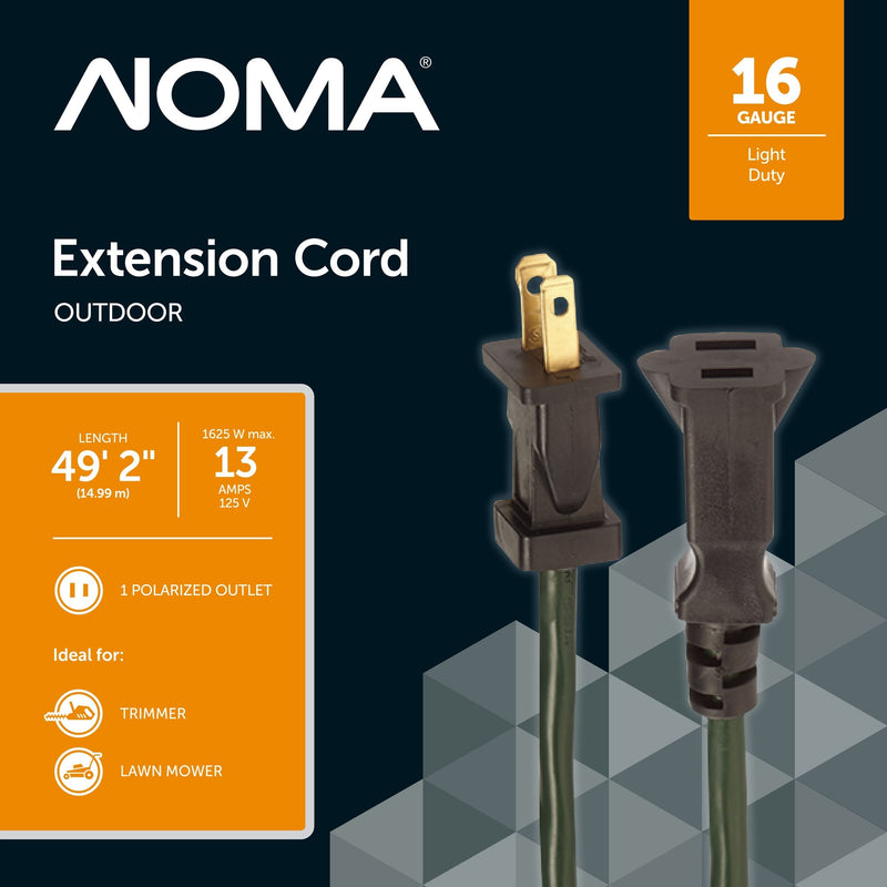 NOMA 16/2 Outdoor Extension Cord, Flexible, 1 Outlet, Green I3