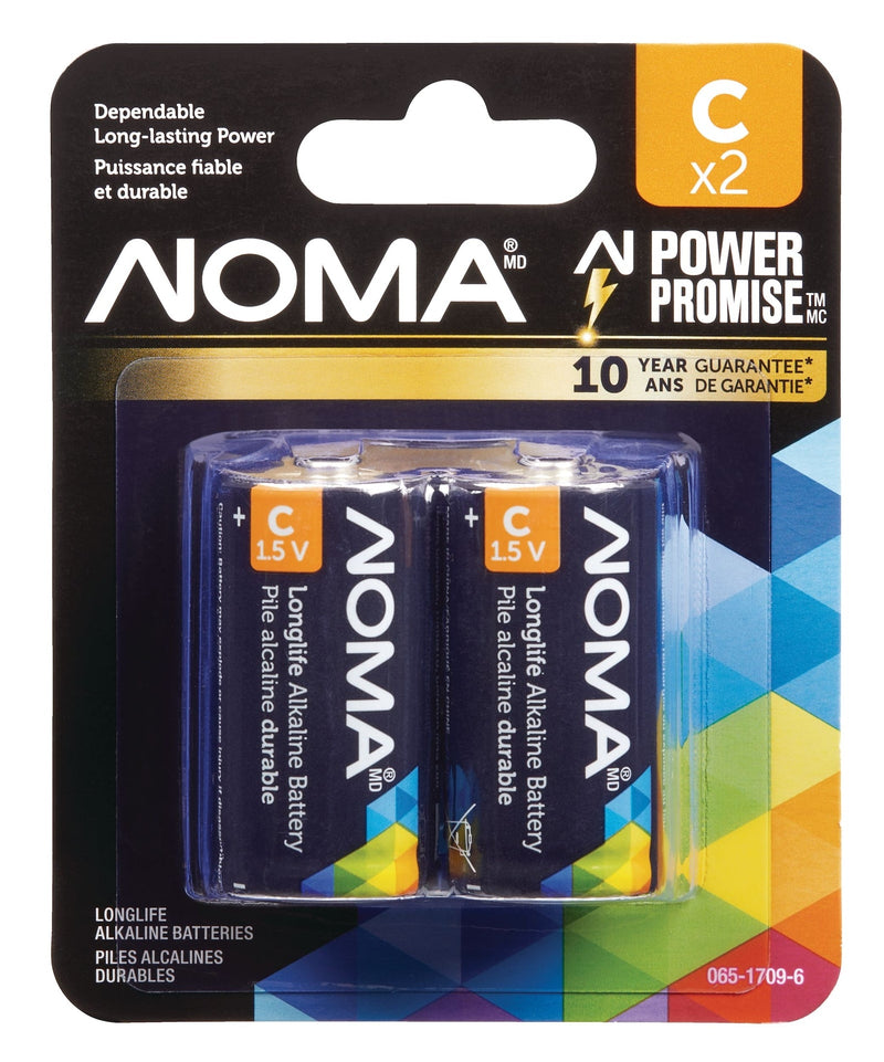 NOMA 2-pk C Alkaline Batteries, Long Lasting P0