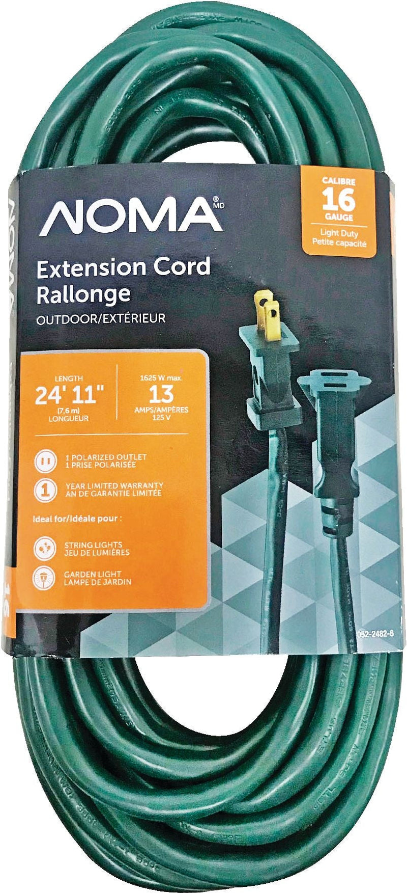 NOMA 24-ft 11-in 16/2 Outdoor Extension Cord with 1 Outlet, Green K0