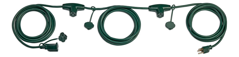 NOMA 25-ft Outdoor Extension Cord, 3 Outlets, Safety Cover, Green U0