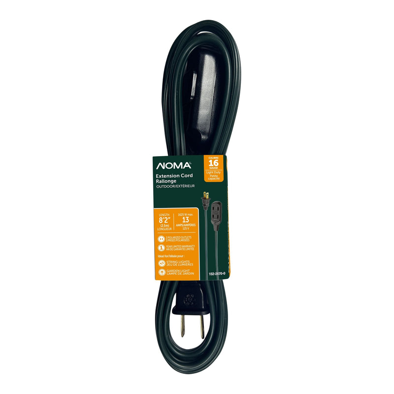 NOMA 2.5-m 13A 3-Outlet Light-Duty 16-Gauge Green Outdoor Extension Cord L7