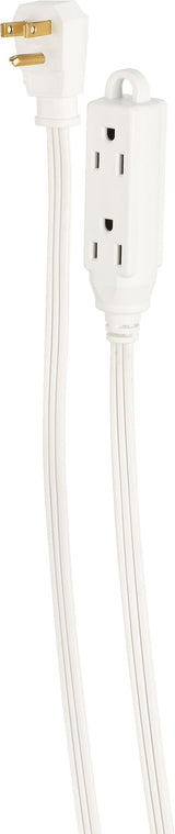 NOMA 3-ft 3-in 16/3 Indoor Extension Cord with Right Angle Plug, 3 Grounded Outlets, White