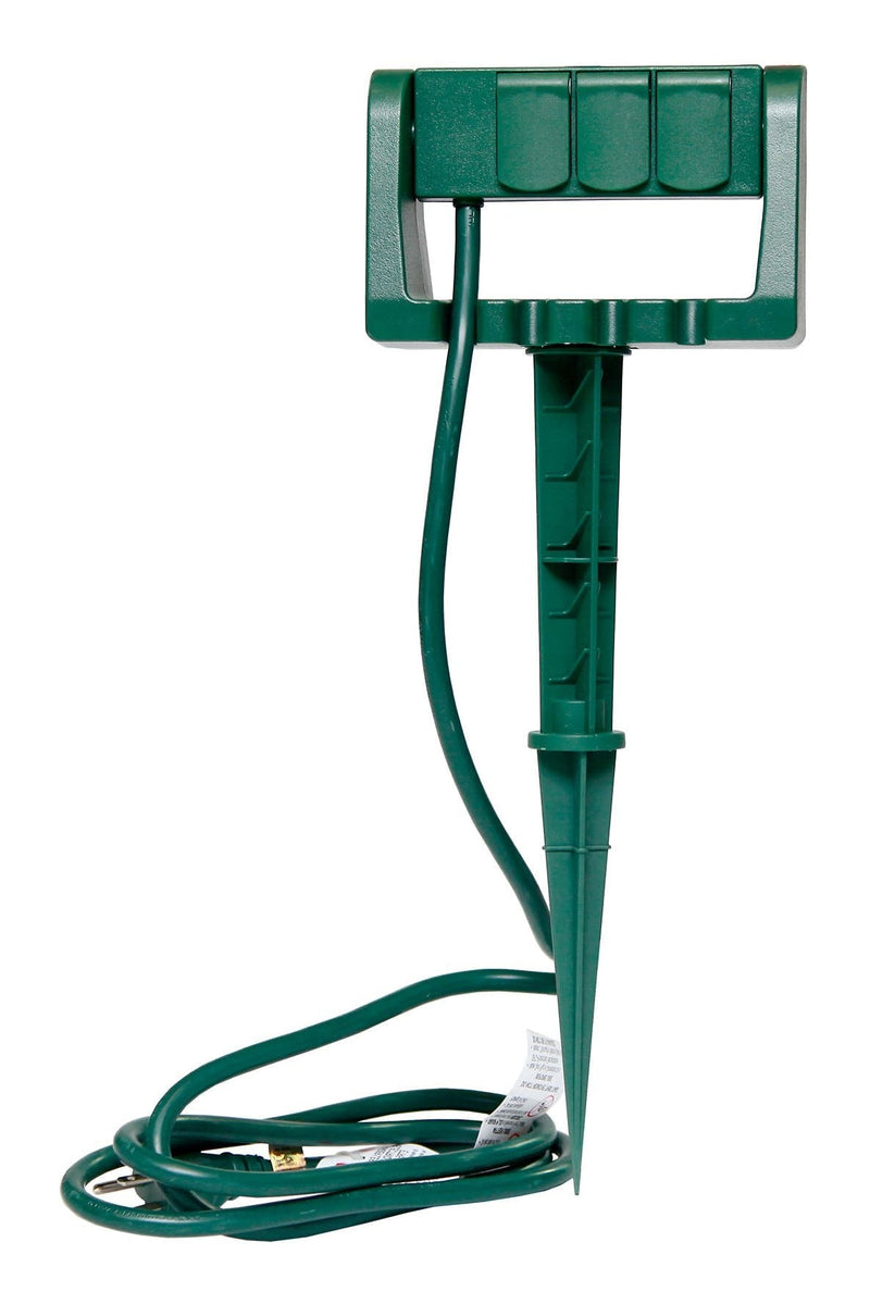 NOMA 3-Outlet Outdoor Power Stake with 6-ft Cord, Green V2