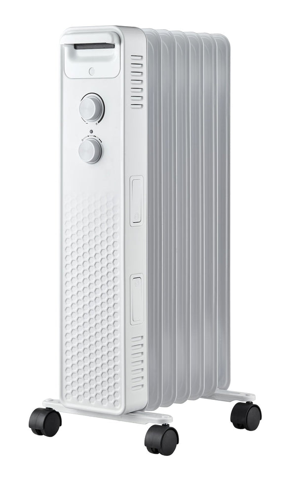 NOMA 3-Setting Mechanical Oil Filled Heater with Adjustable Thermostat, Castors & Handle, 1500W, White W1